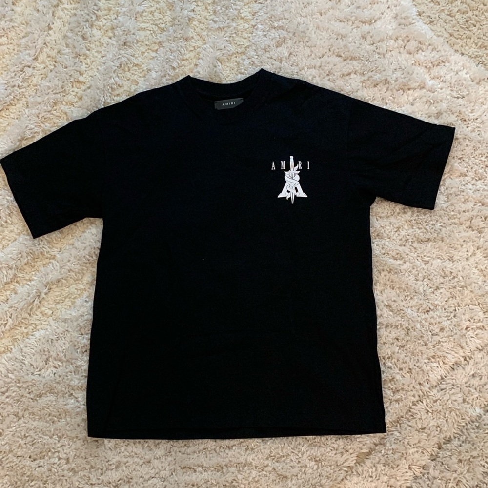 Amiri White Dagger Through Heart Black T-Shirt Mens Size Large